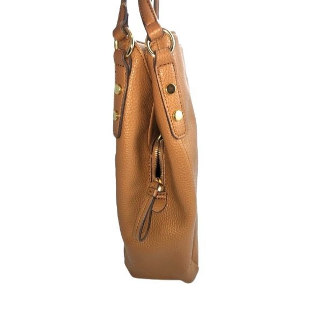 Nicole Miller Beige Faux Leather Shoulder Bag 13"X12"X2.5" - Picture 2 of 14